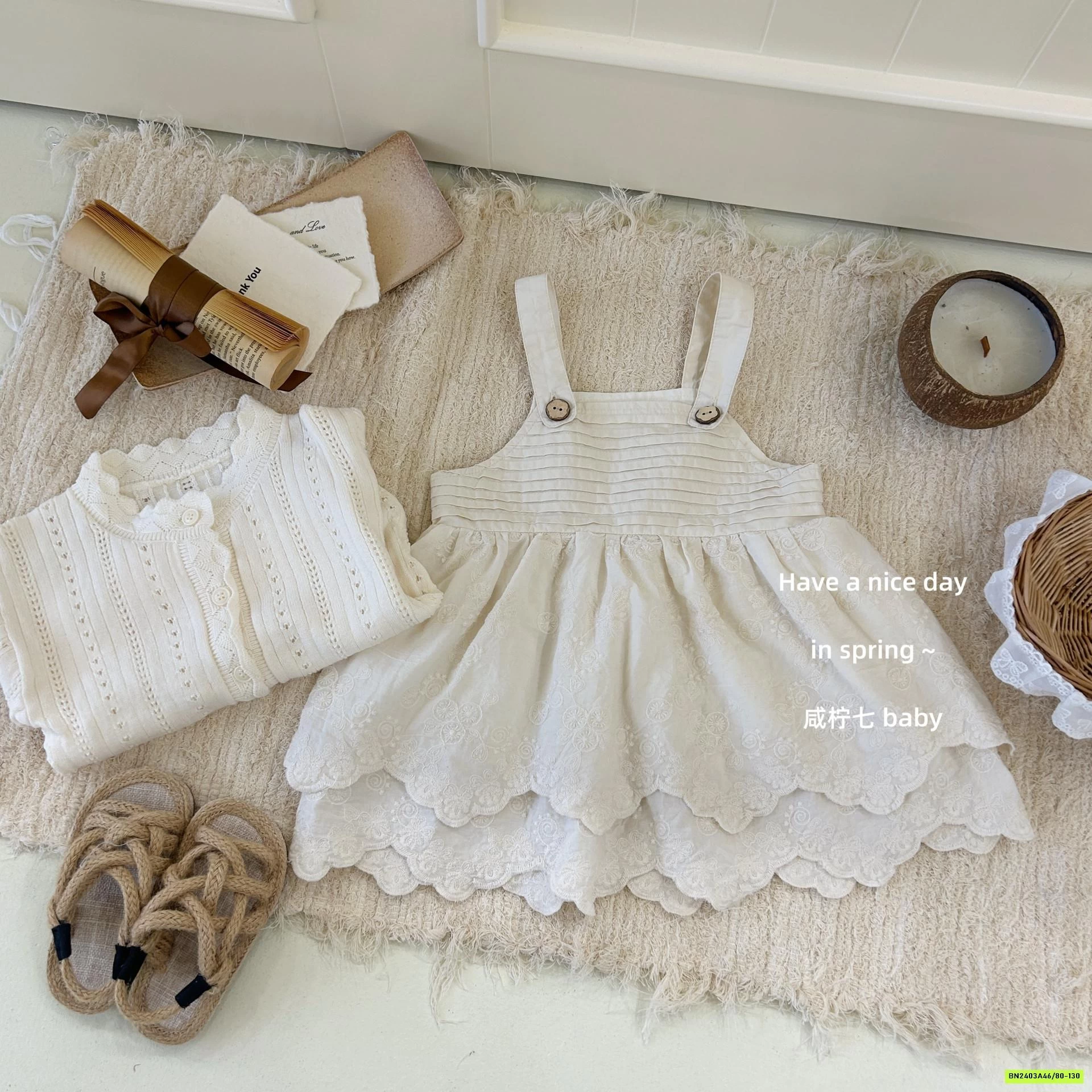 ĐẦM 2 DÂY MIX CARDIGAN TBABY