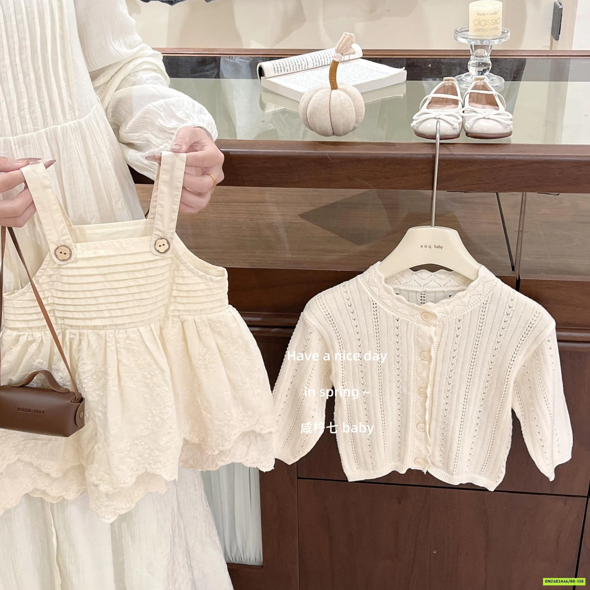 ĐẦM 2 DÂY MIX CARDIGAN TBABY