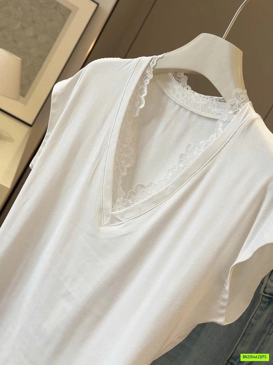 ÁO THUN TAY HẾN VIỀN REN