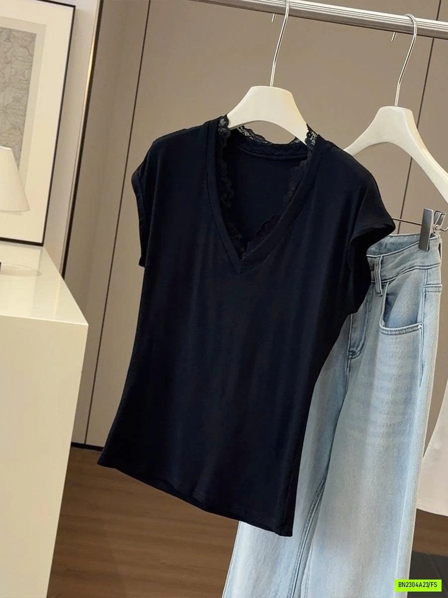 ÁO THUN TAY HẾN VIỀN REN