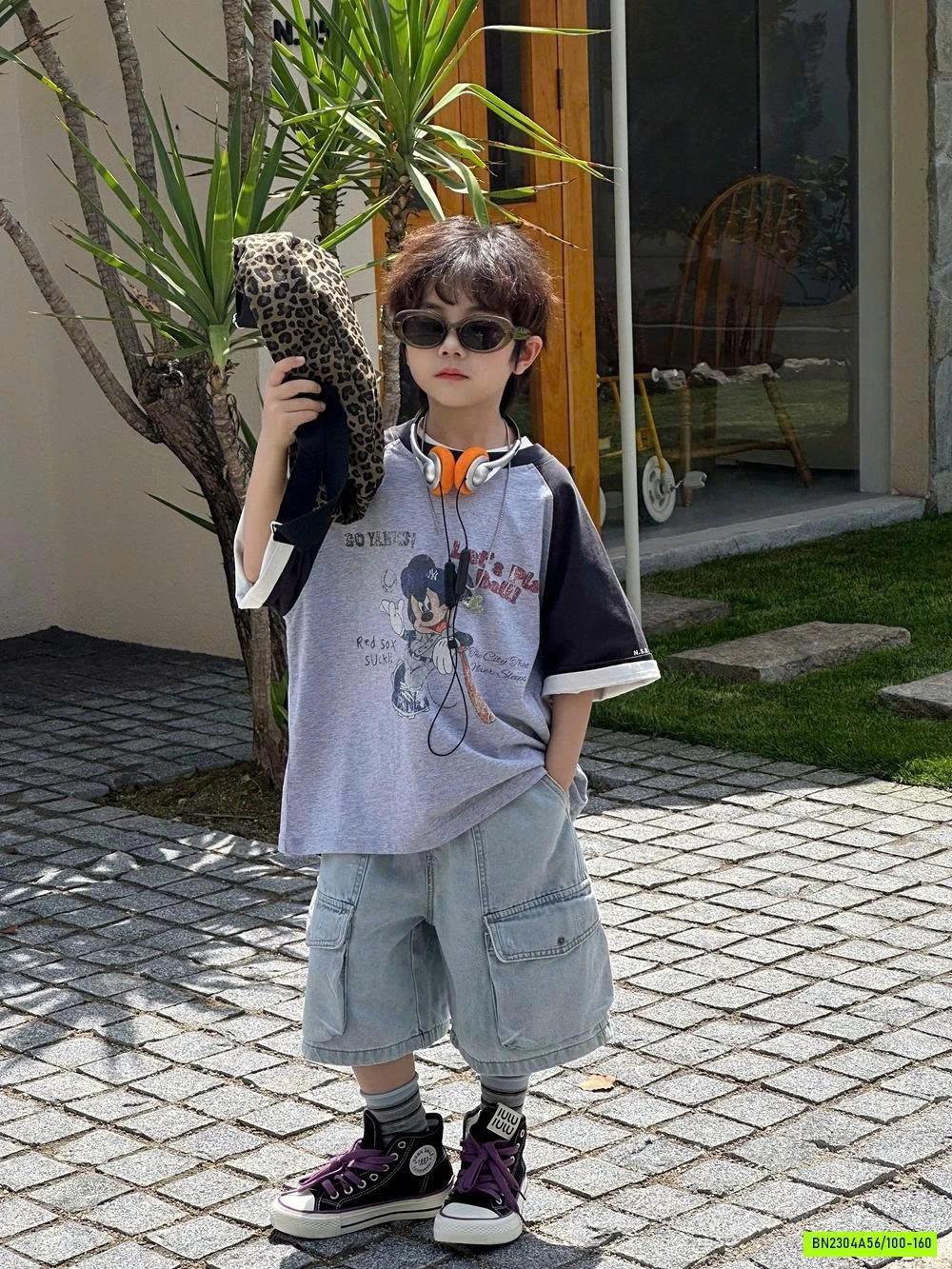 ÁO THUN MICKEY XÁM PHỐI MÀU TAY AFTE