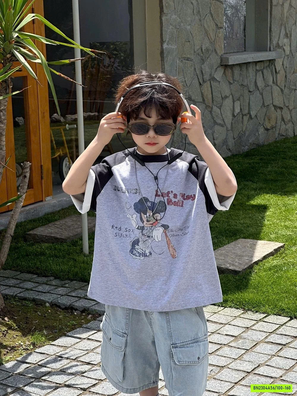 ÁO THUN MICKEY XÁM PHỐI MÀU TAY AFTE