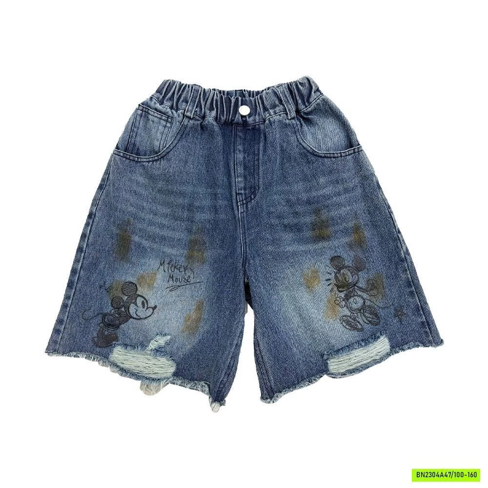 TANKTOP ĐEN MIX SHORT MICKEY RÁCH GẤU AFTE