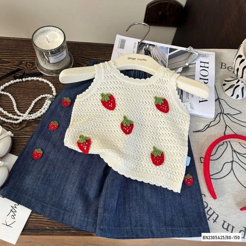 ÁO DỆT MIX QUẦN SUÔNG DÂU TÂY