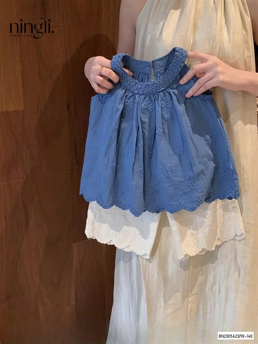 SÉT ÁO CỔ YẾM QUẦN SUÔNG TRẮNG