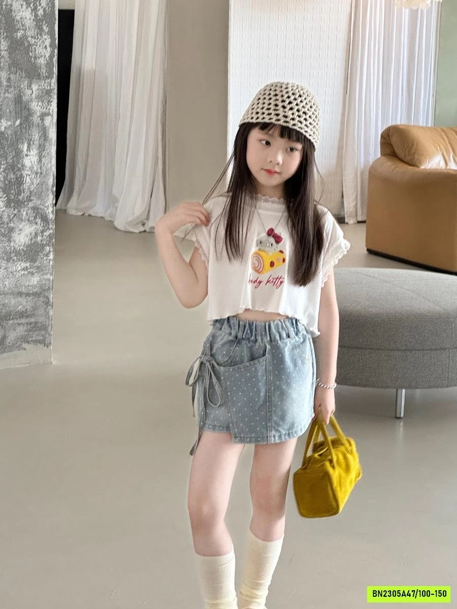 TANKTOP KITTY VIỀN REN YUKIDS