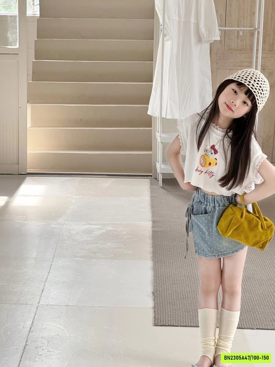 TANKTOP KITTY VIỀN REN YUKIDS