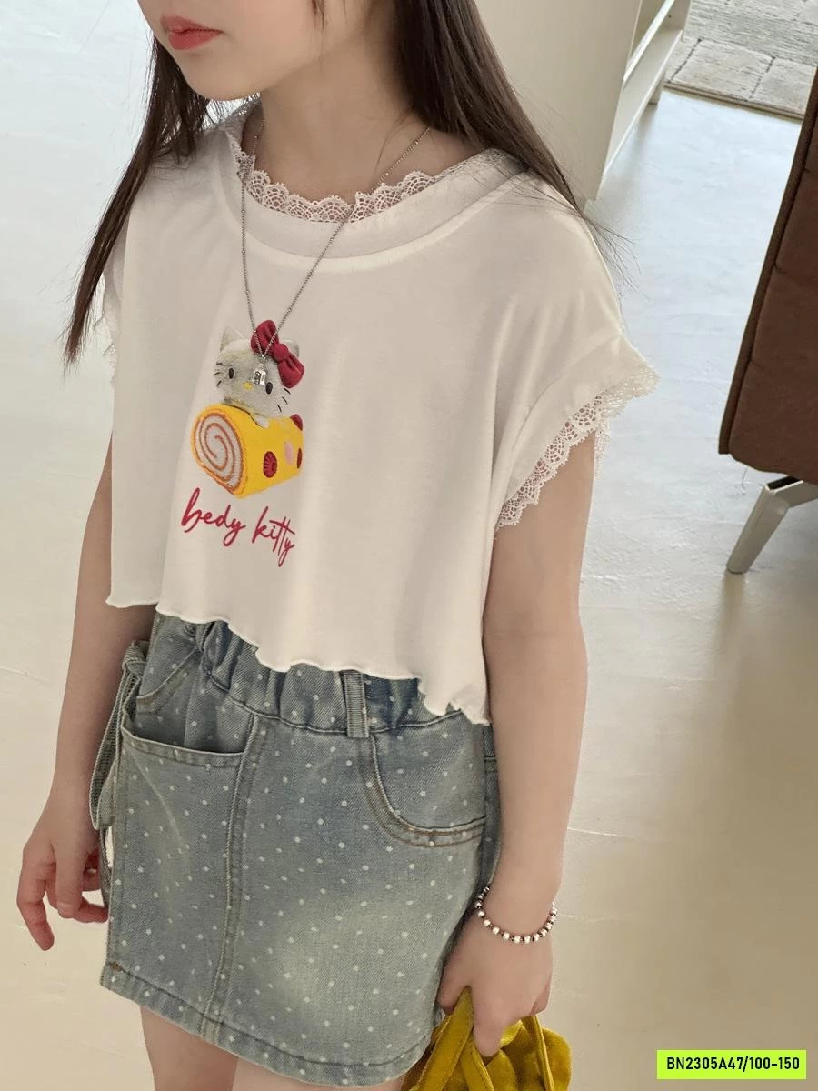 TANKTOP KITTY VIỀN REN YUKIDS