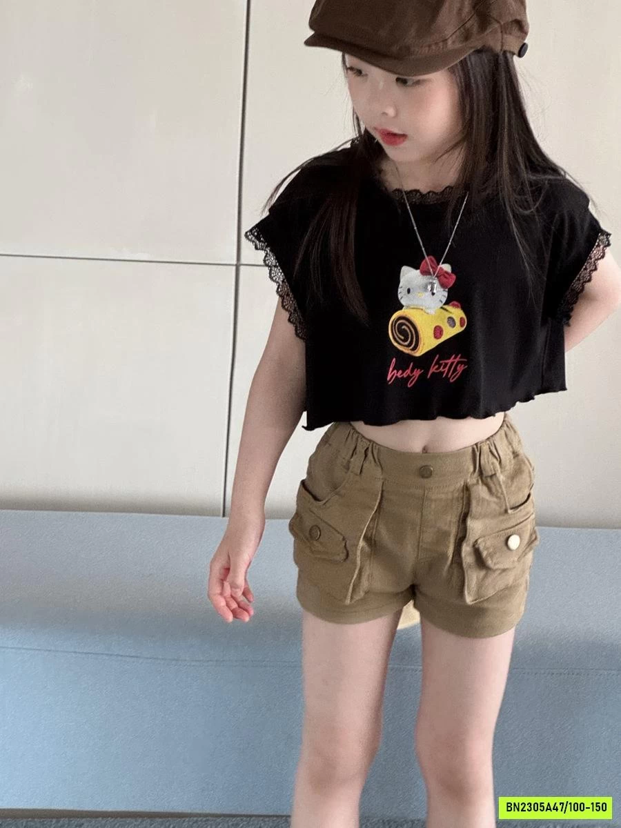 TANKTOP KITTY VIỀN REN YUKIDS