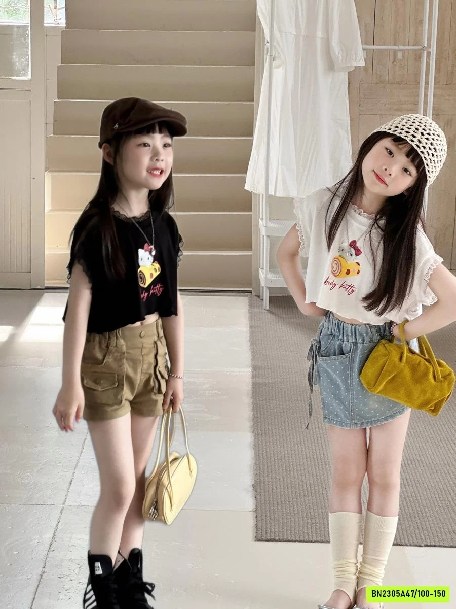 TANKTOP KITTY VIỀN REN YUKIDS