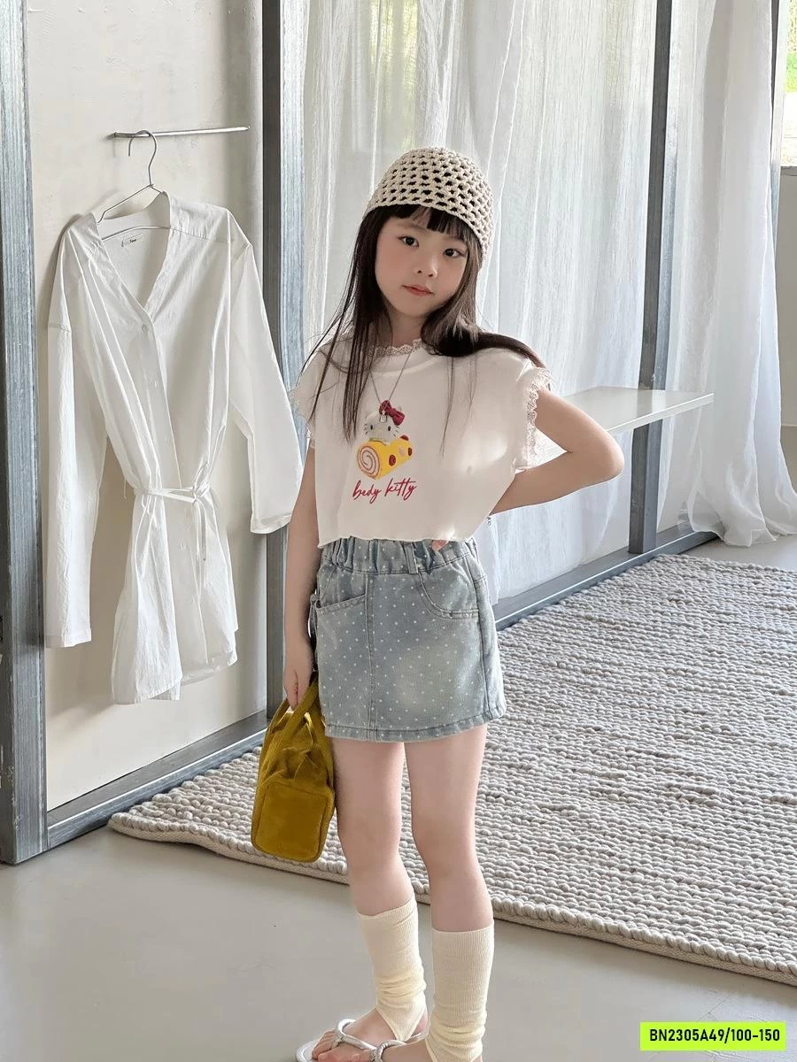 QUẦN GIẢ VÁY JEANS CHẤM BI YUKIDS