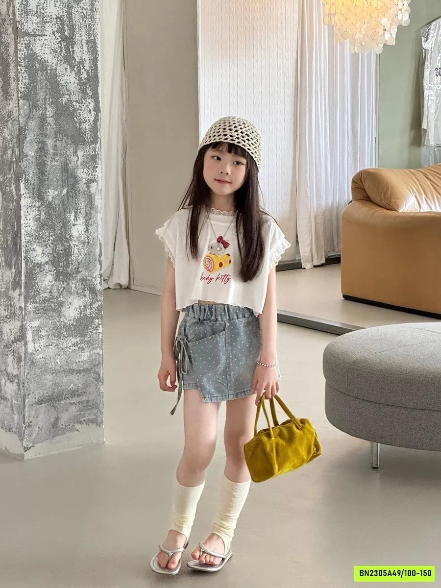 QUẦN GIẢ VÁY JEANS CHẤM BI YUKIDS