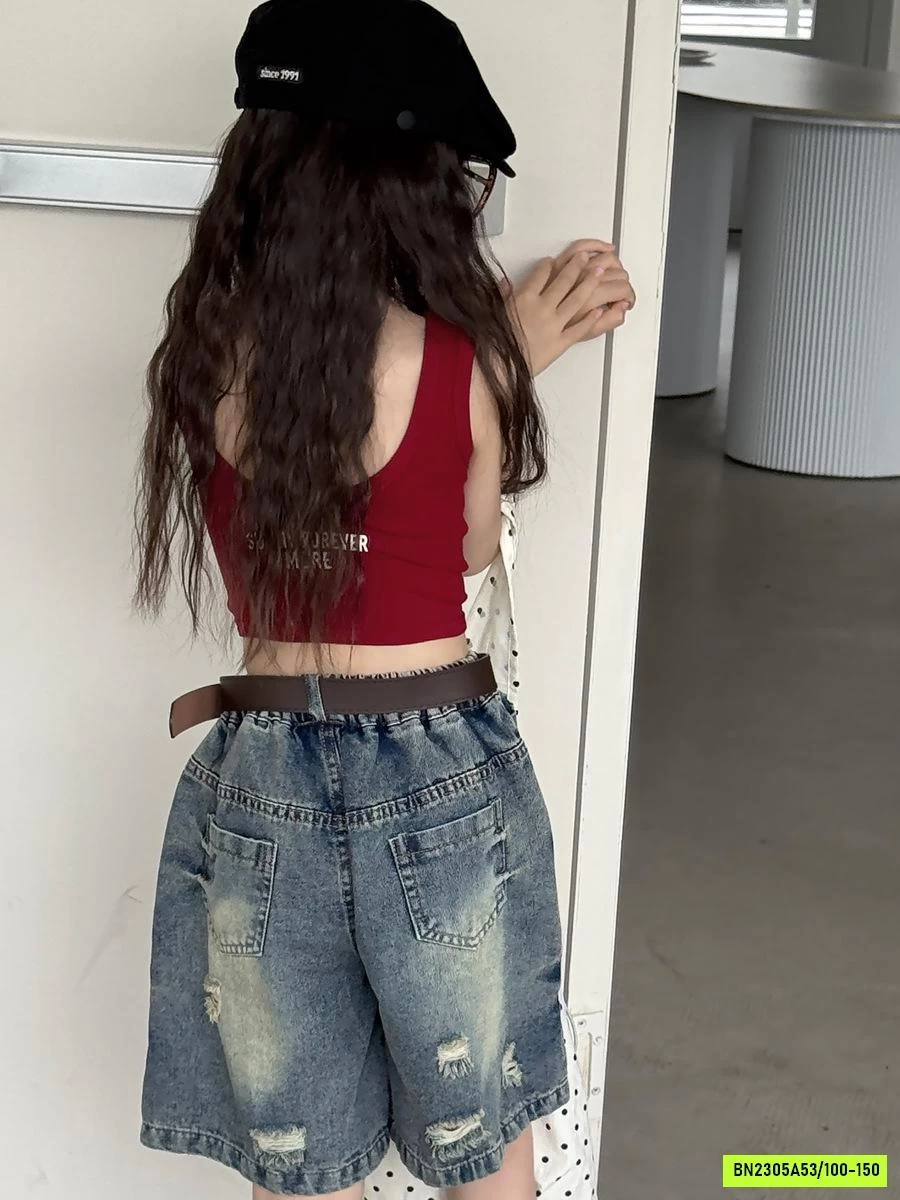 CROPTOP BA LỖ MIX JEANS RÁCH YUKIDS