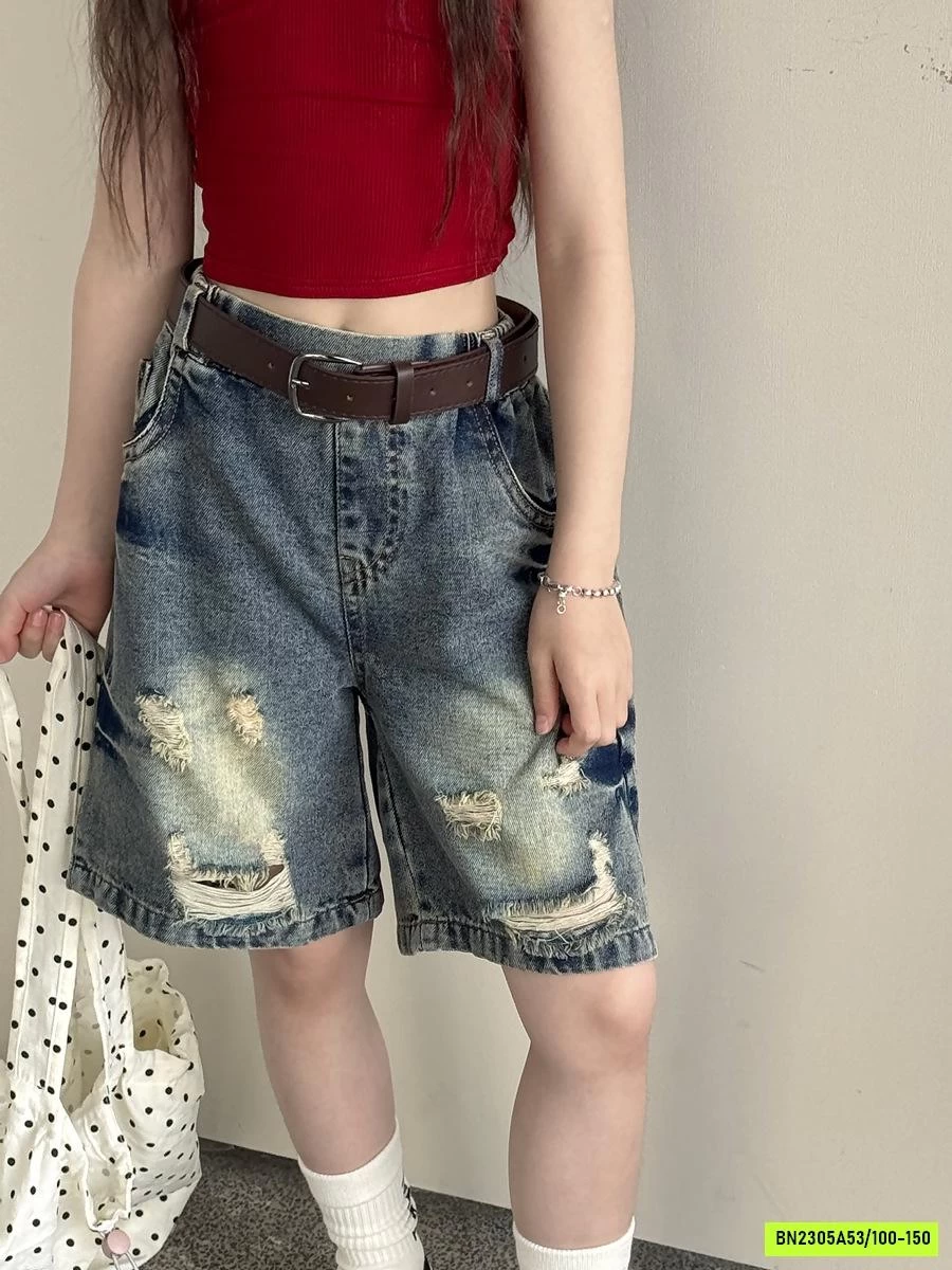 CROPTOP BA LỖ MIX JEANS RÁCH YUKIDS