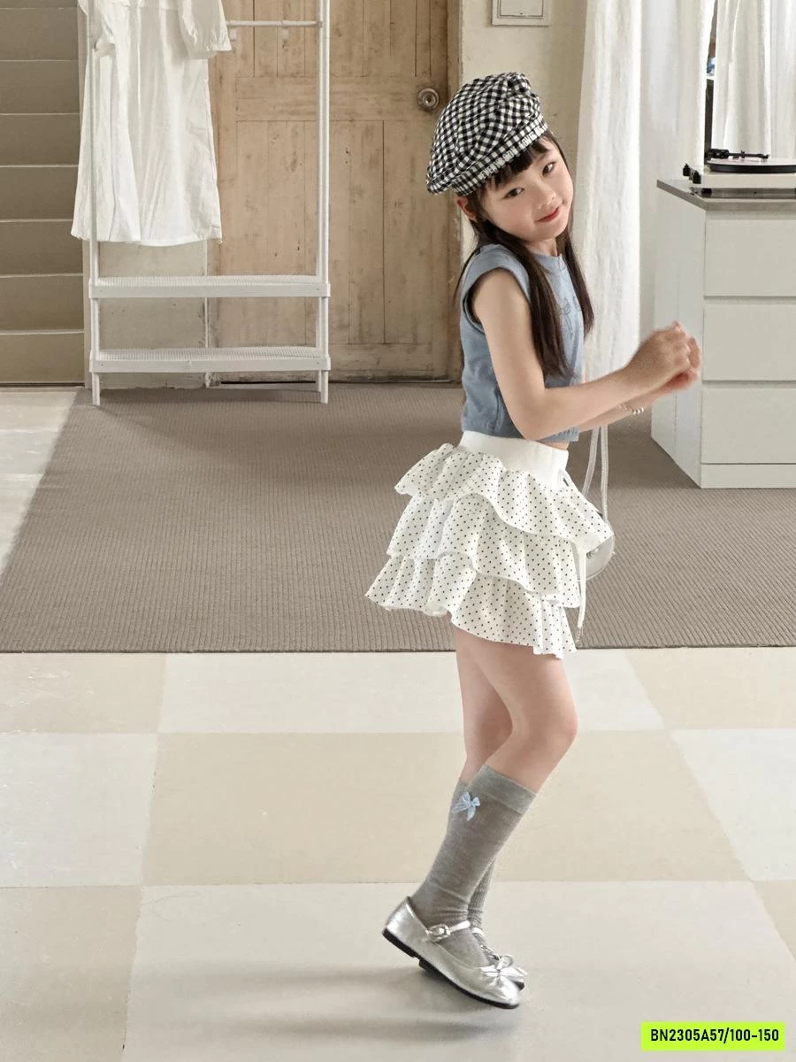 CHÂN VÁY CHẤM BI XẾP TẦNG YUKIDS