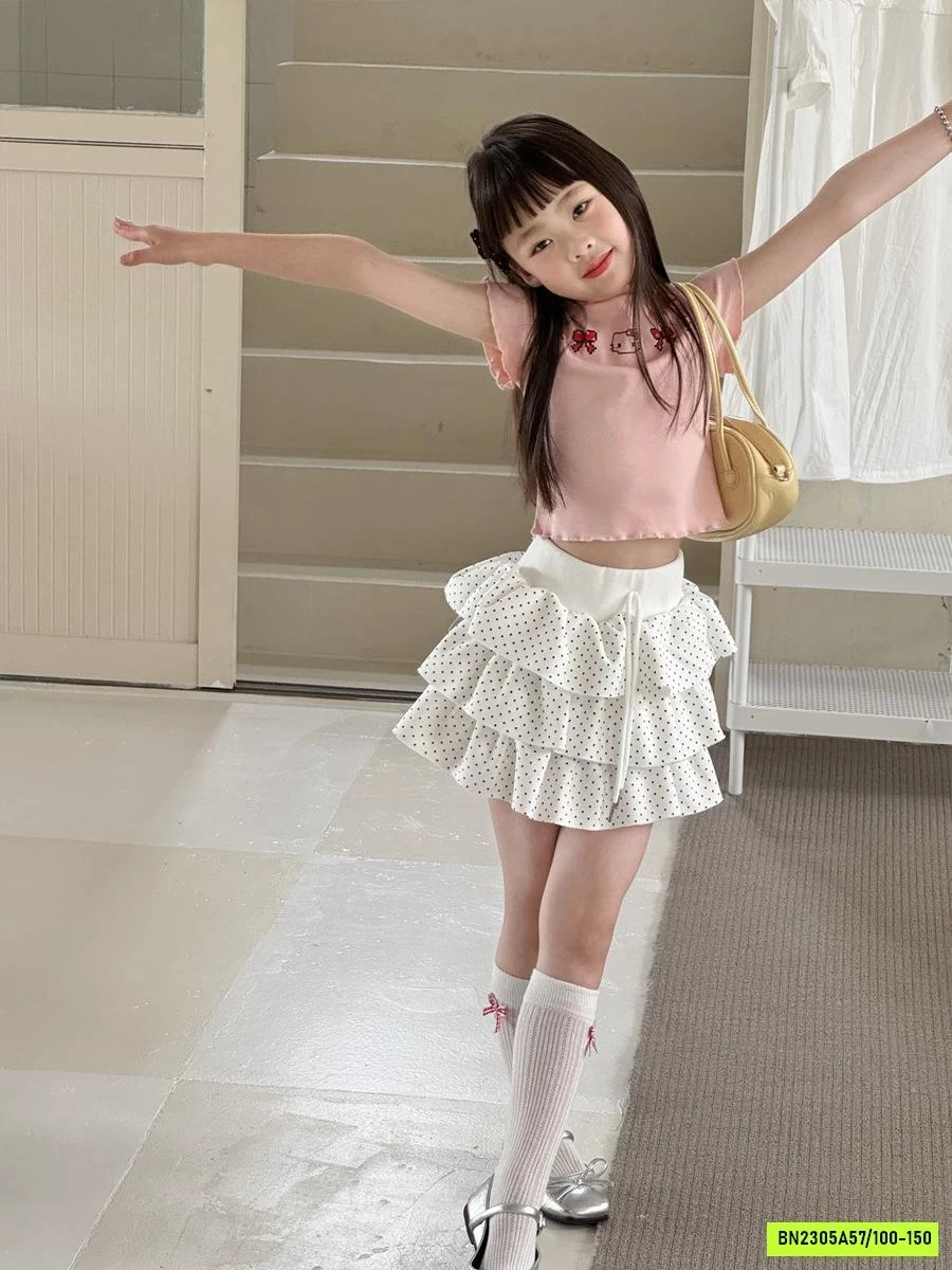 CHÂN VÁY CHẤM BI XẾP TẦNG YUKIDS