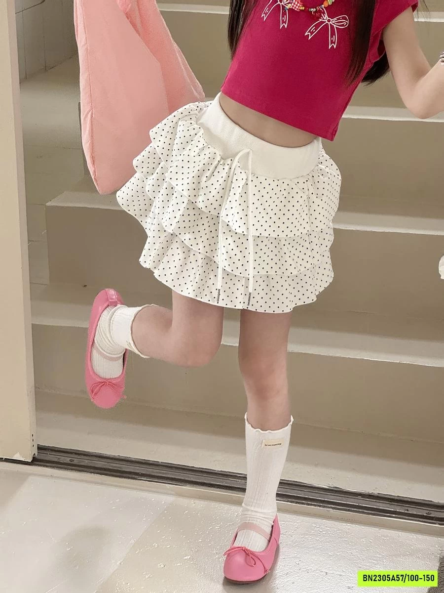 CHÂN VÁY CHẤM BI XẾP TẦNG YUKIDS