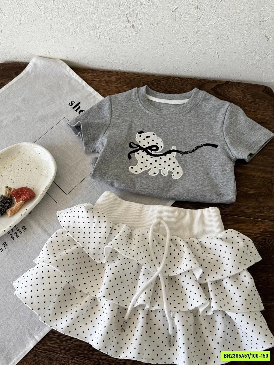 CHÂN VÁY CHẤM BI XẾP TẦNG YUKIDS