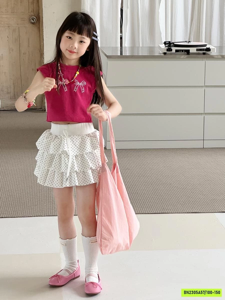 CHÂN VÁY CHẤM BI XẾP TẦNG YUKIDS