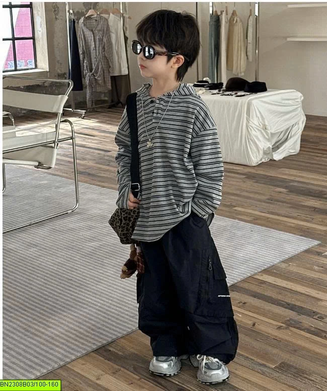 ÁO THUN MỎNG KẺ NGANG LIỀN MŨ