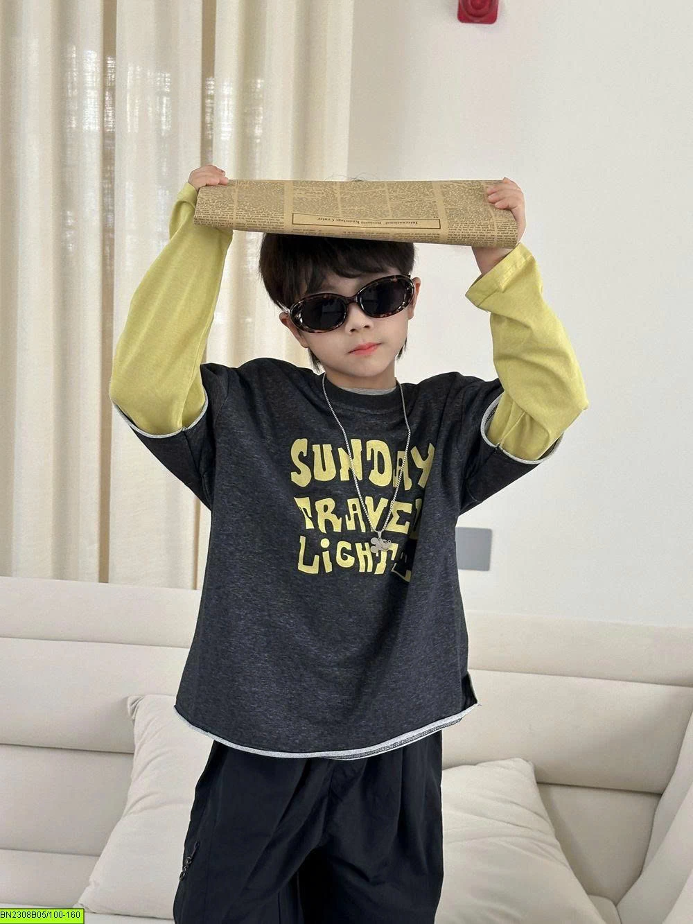 ÁO NỈ XANH THAN IN HÌNH