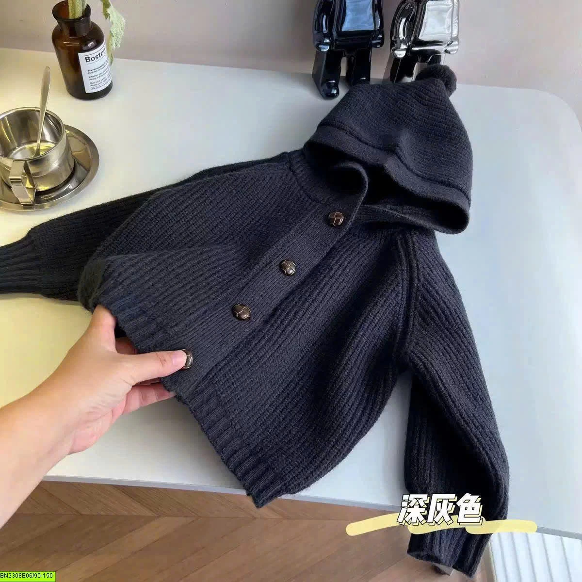 ÁO CARDIGAN BÉ CÓ MŨ