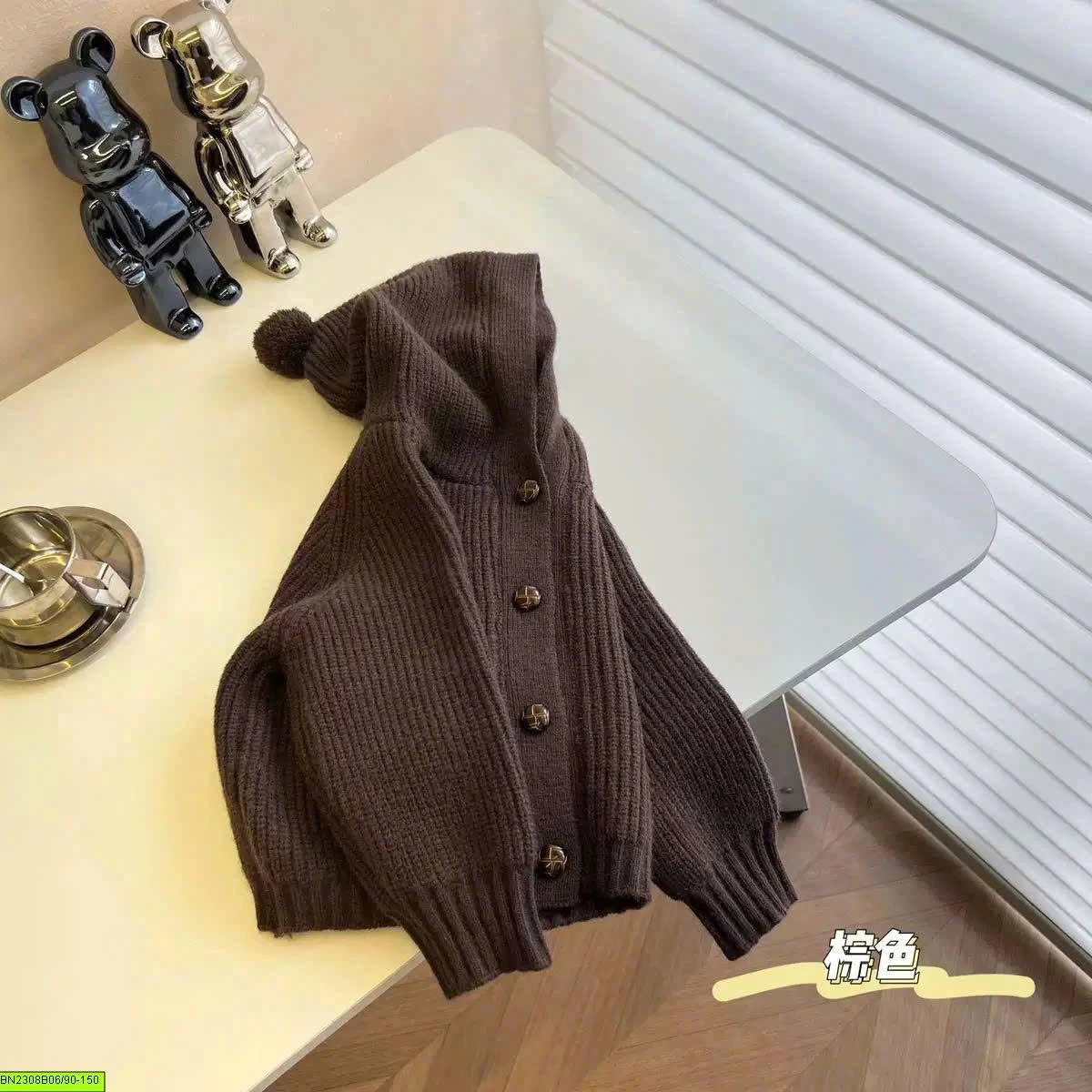 ÁO CARDIGAN BÉ CÓ MŨ
