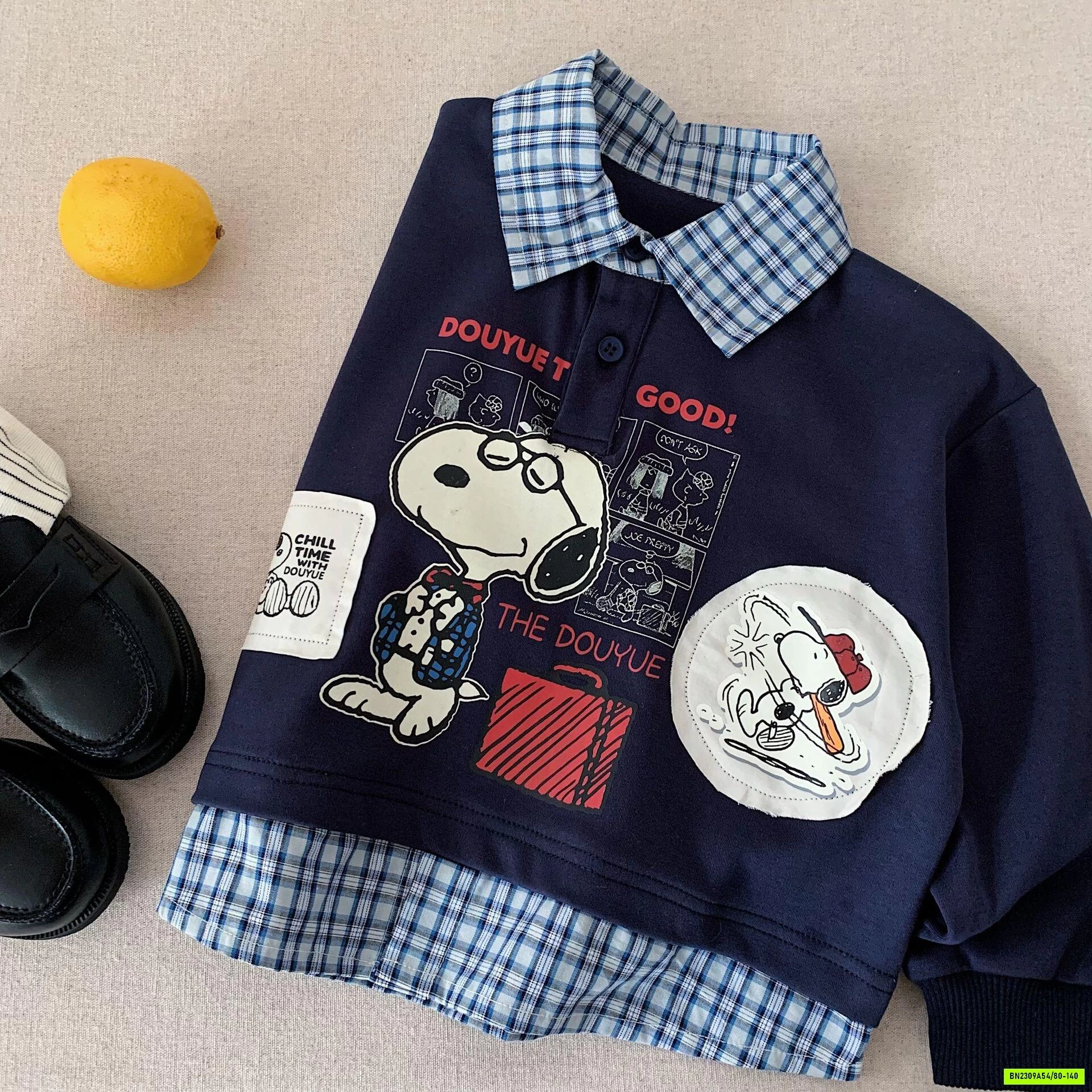 ÁO NỈ SNOOPY PHỐI SƠ MI