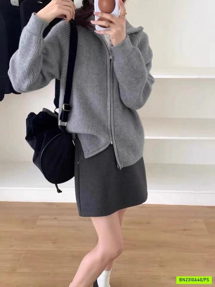 KHOÁC LEN KHÓA KÉO TRƠN MÀU EGG