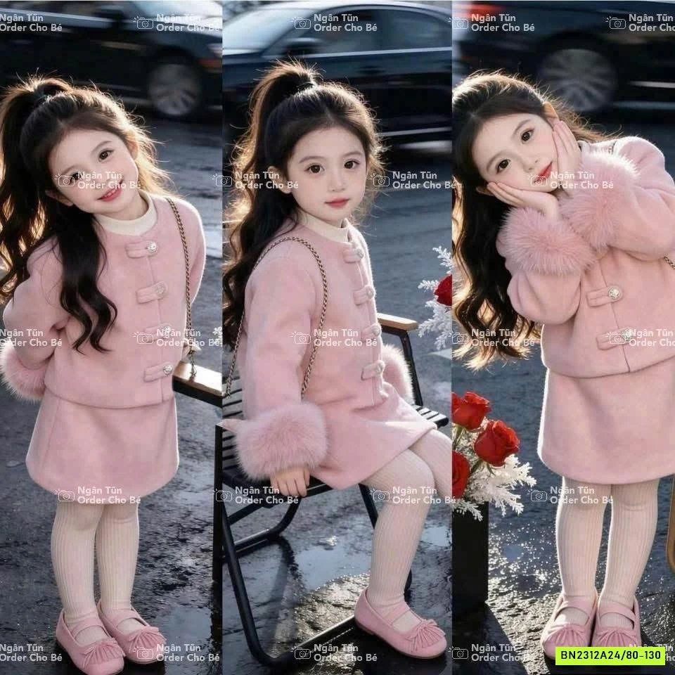 SÉT VÁY DẠ HỒNG LÓT NHUNG NINGLI