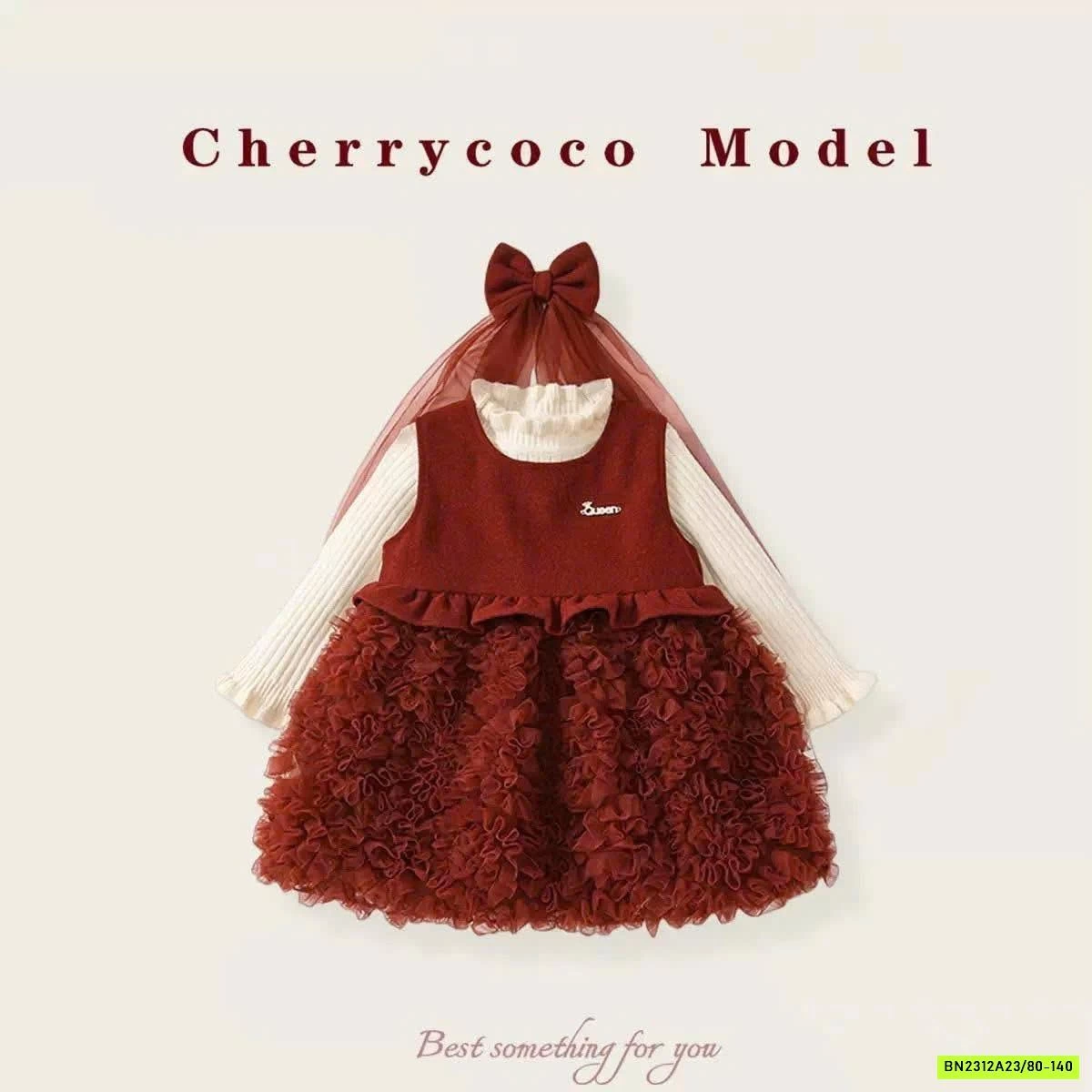 SÉT VÁY ĐỎ KÈM NƠ CÀI VOAN CHERRYOCO