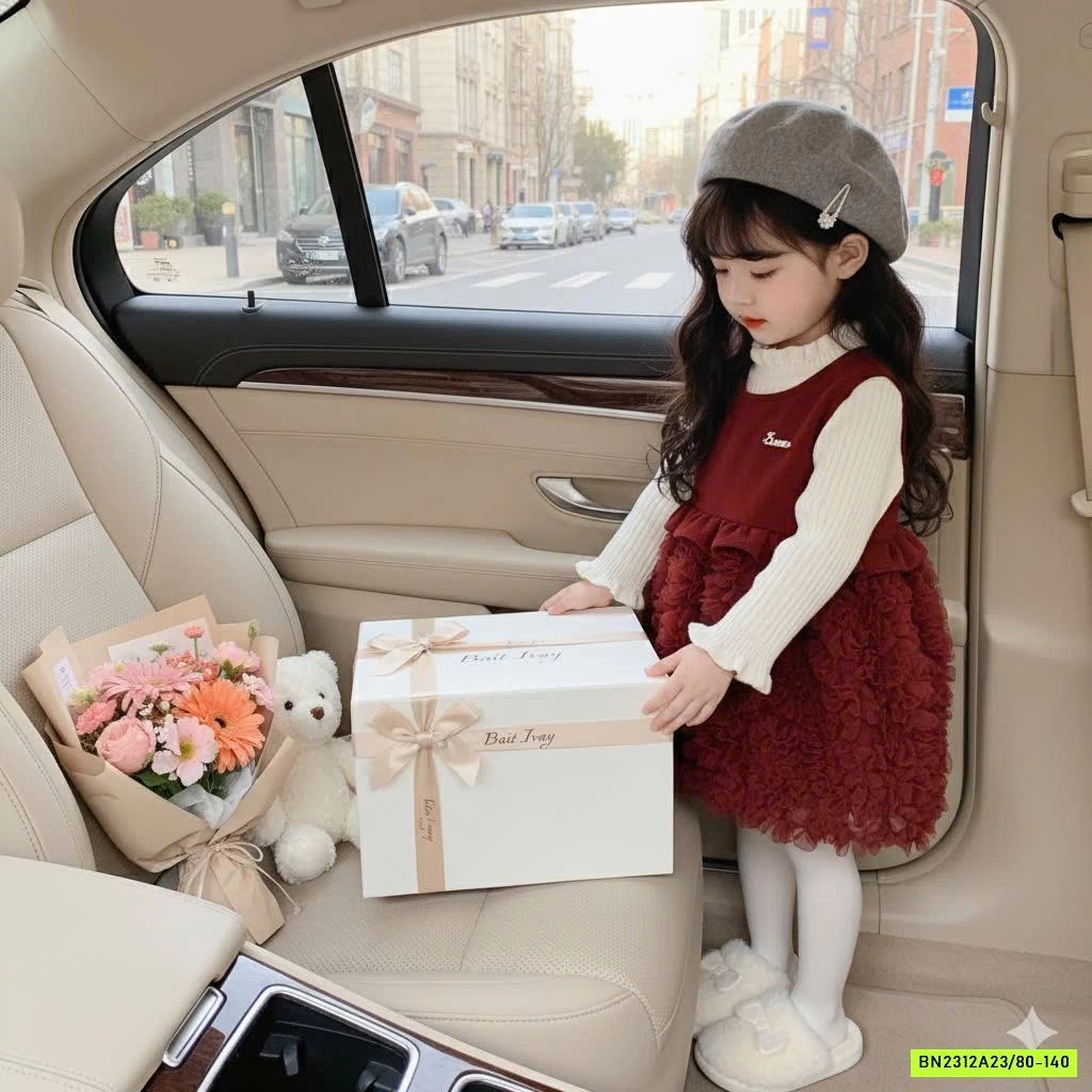 SÉT VÁY ĐỎ KÈM NƠ CÀI VOAN CHERRYOCO