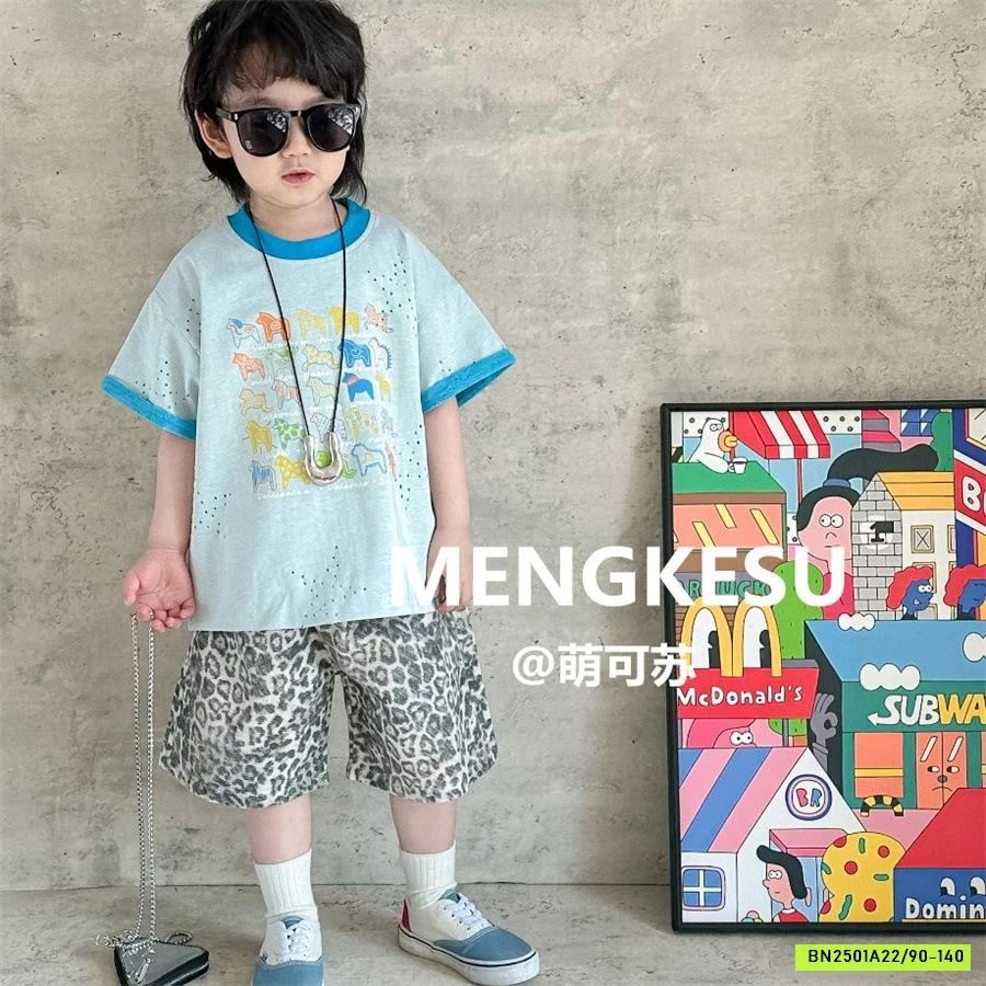 ÁO THUN IN NGỰA MIX SHORT BEO MENGKESU