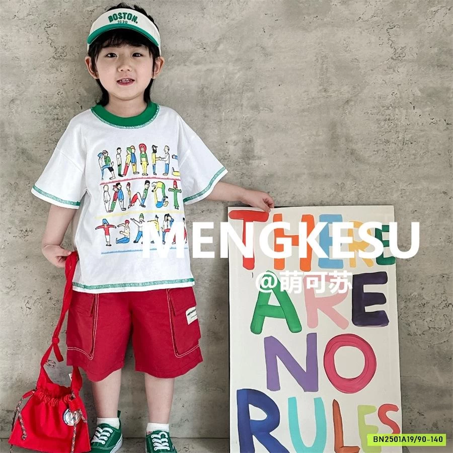 ÁO THUN CHỮ CÁI MIX SHORT TÚI HỘP MENGKESU