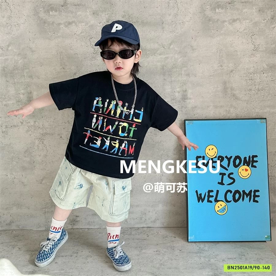 ÁO THUN CHỮ CÁI MIX SHORT TÚI HỘP MENGKESU