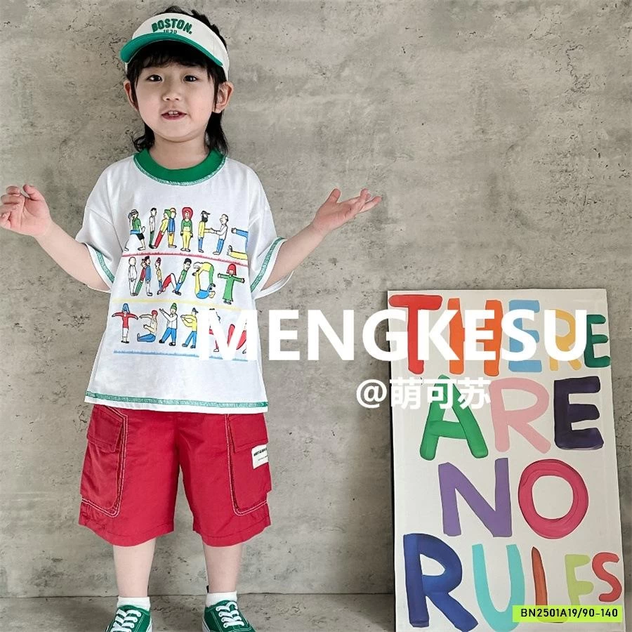 ÁO THUN CHỮ CÁI MIX SHORT TÚI HỘP MENGKESU