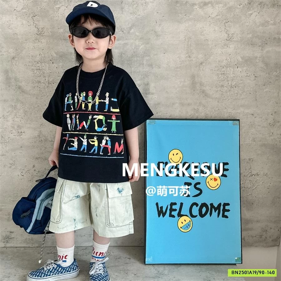 ÁO THUN CHỮ CÁI MIX SHORT TÚI HỘP MENGKESU