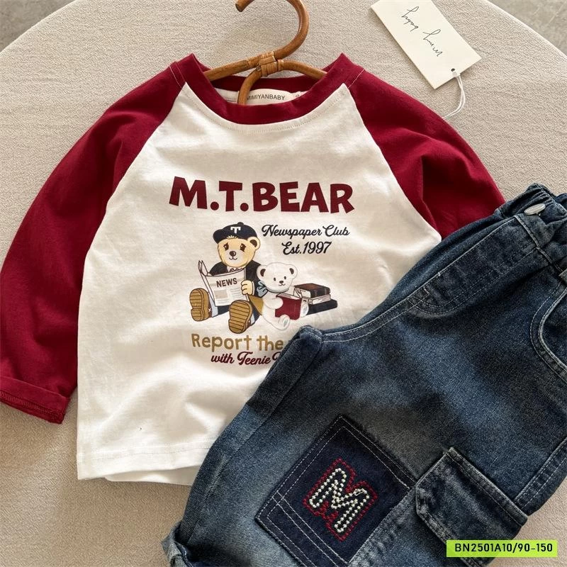 ÁO THUN GẤU BEAR PHỐI MÀU TAY 71173 MMY