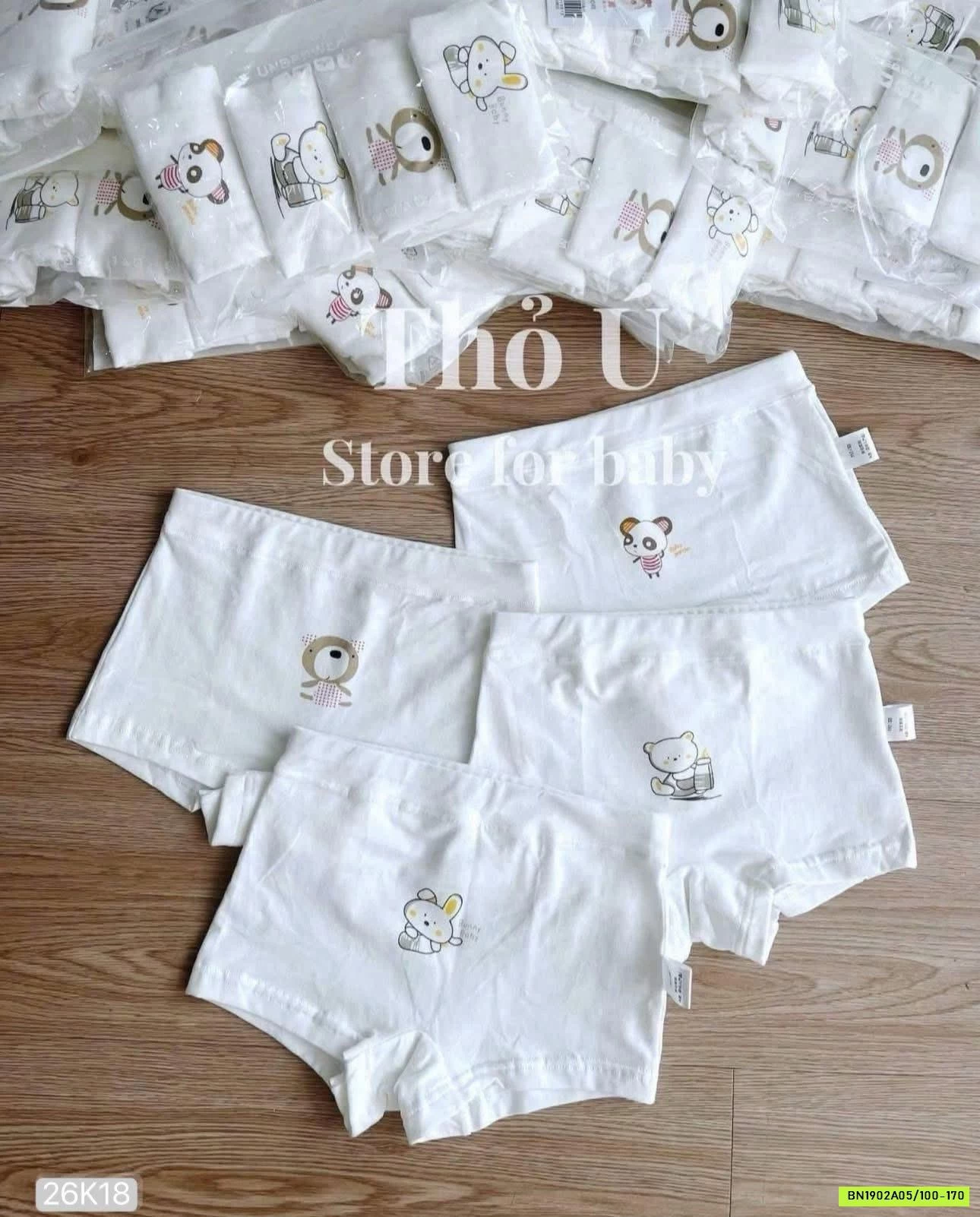 SÉT 4 CHIP ĐÙI COTTON GẤU DỄ THƯƠNG