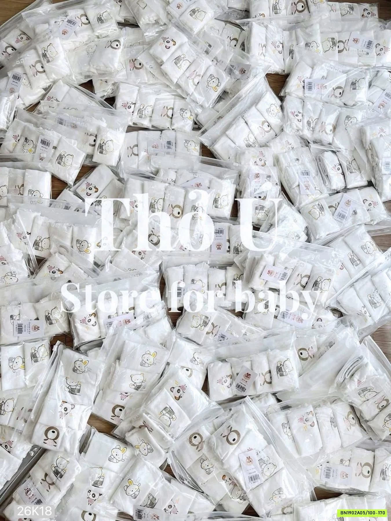 SÉT 4 CHIP ĐÙI COTTON GẤU DỄ THƯƠNG