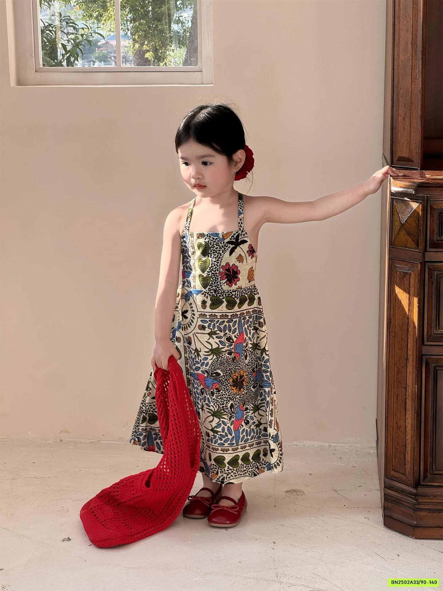 MAXI HOA 2 DÂY HỞ LƯNG