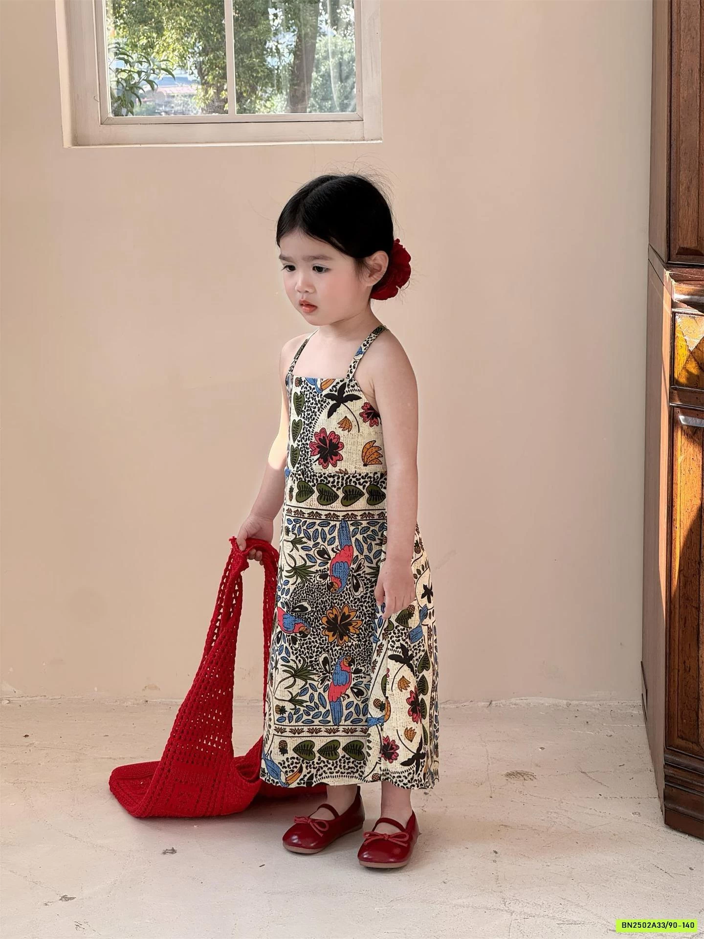 MAXI HOA 2 DÂY HỞ LƯNG