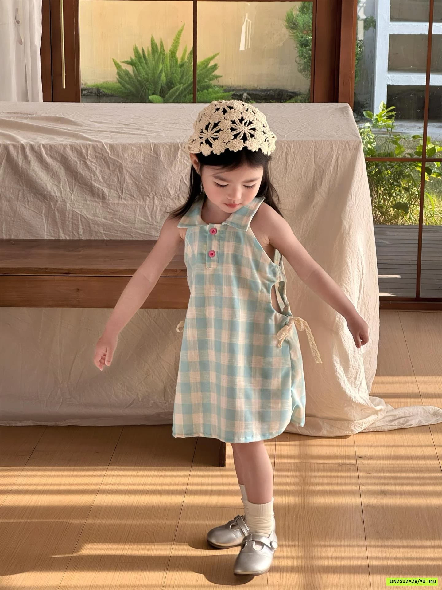 ĐẦM CARO XANH KHOÉT EO