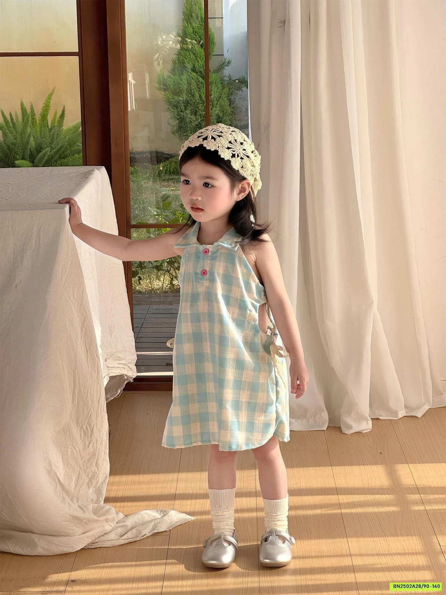 ĐẦM CARO XANH KHOÉT EO