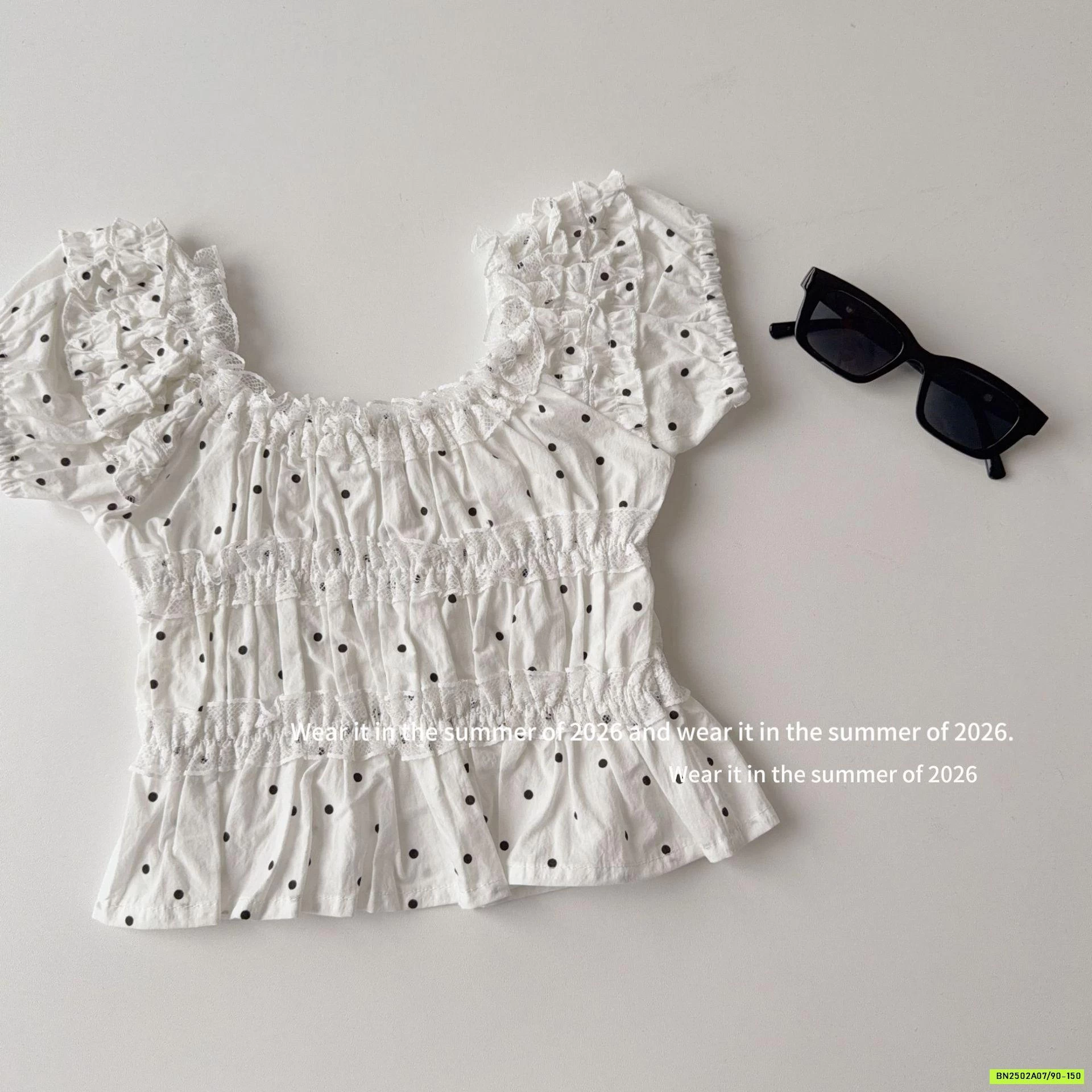 SƠ MI CHẤM BI VIỀN BÈO T&Q KIDS