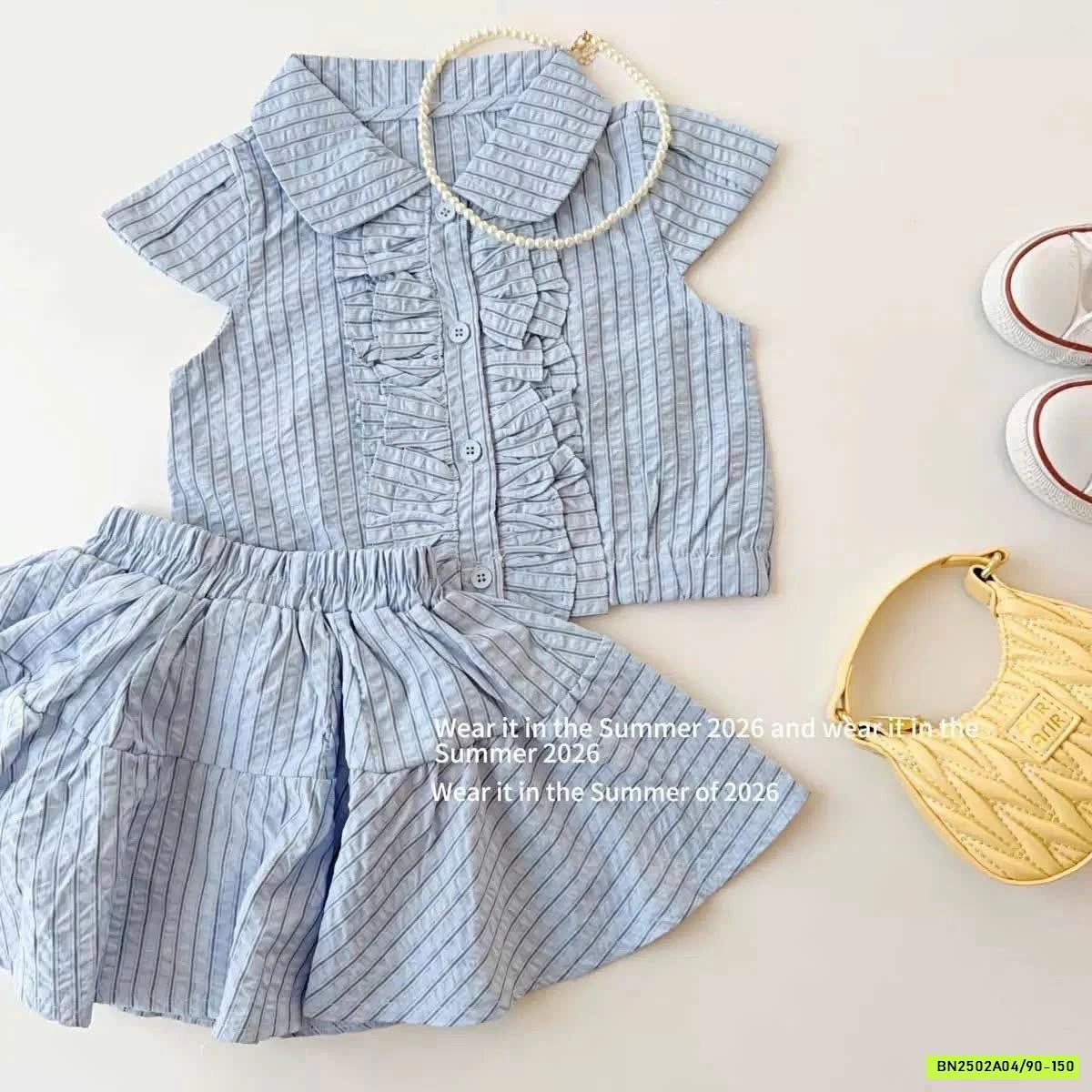 SÉT VÁY SƠ MI XANH T&Q KIDS