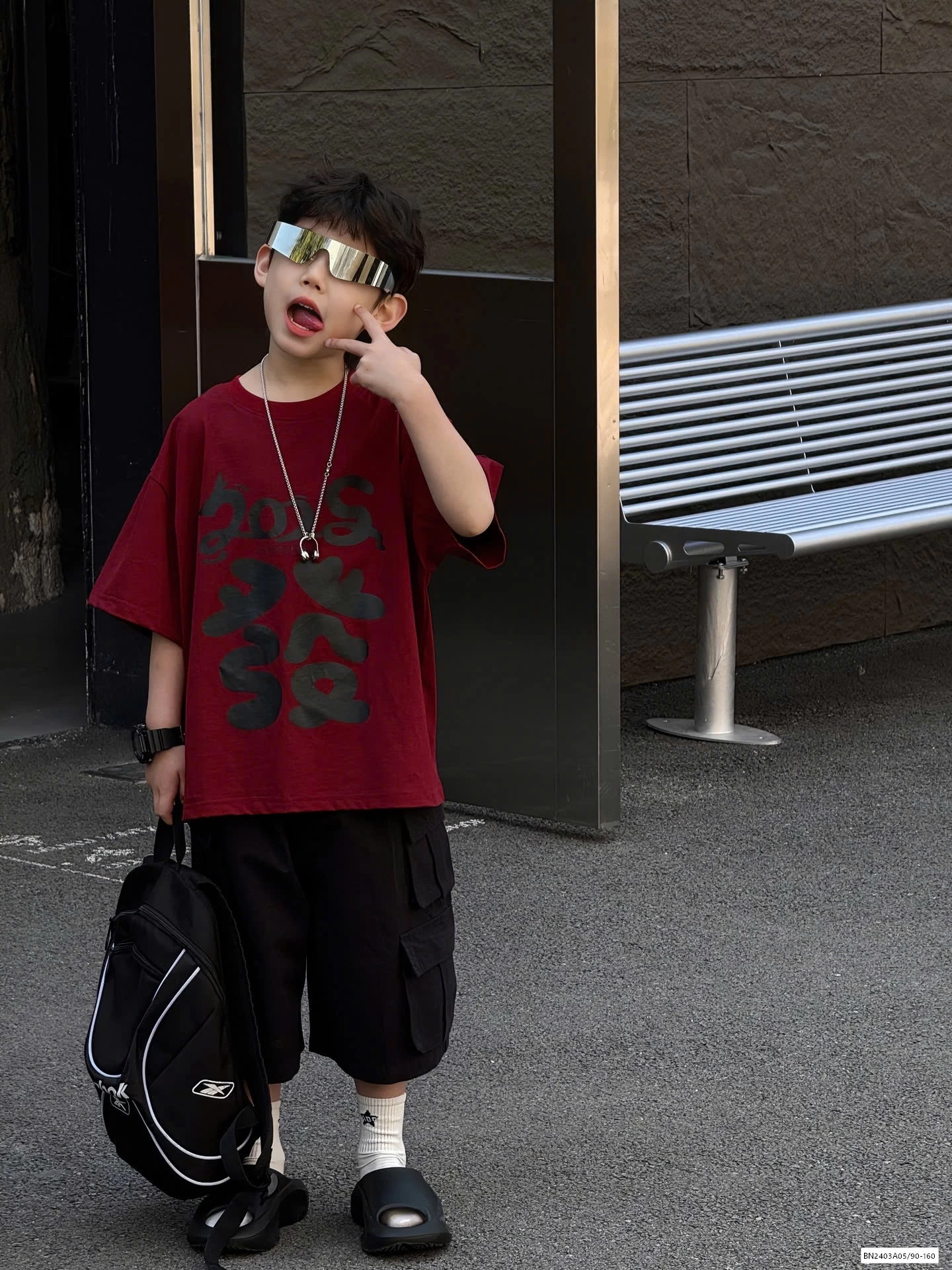 ÁO ĐỎ IN CHỮ MIX SHORT TÚI HỘP