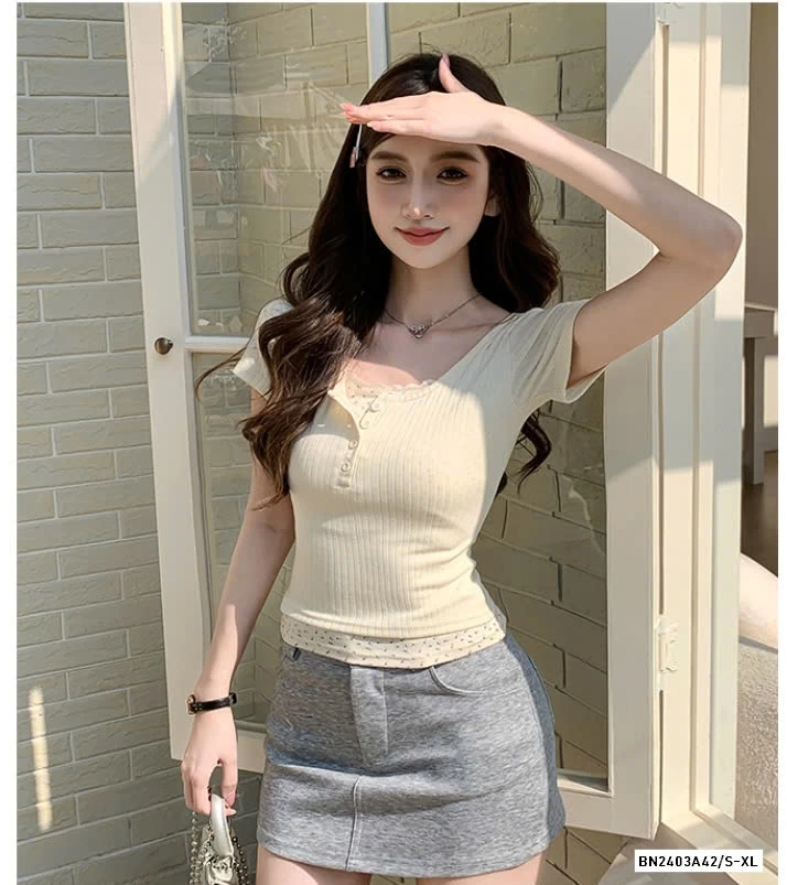 ÁO THUN GIẢ 2 LỚP HOA NHÍ