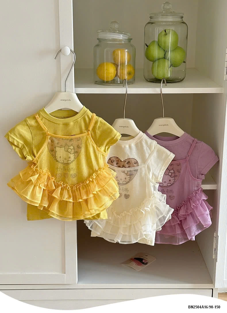 ÁO KITTY GIẢ 2 LỚP PHỐI VOAN