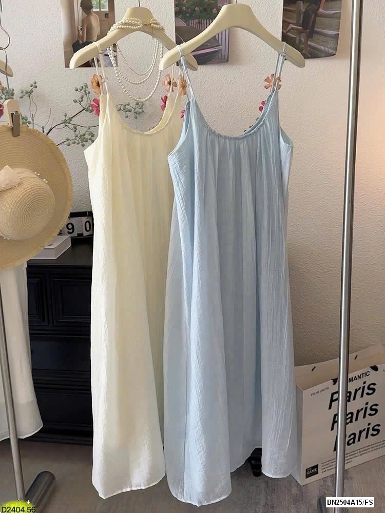 VÁY 2 DÂY ĐÍNH HOA SẮC MÀU HÃNG ANNA